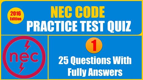 Questions on the practice exam cover info about safe installation of electrical wiring and equipment. . Nec code practice test quiz 5